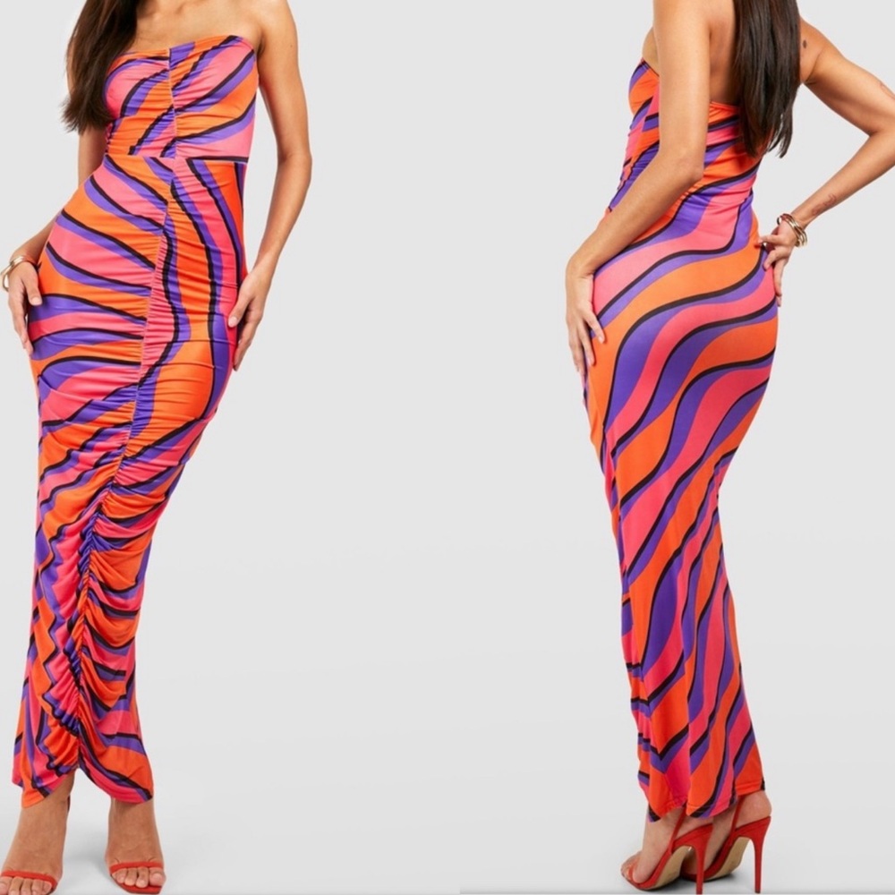 Bright Coloured Ruched Dress - Picture 6 of 10